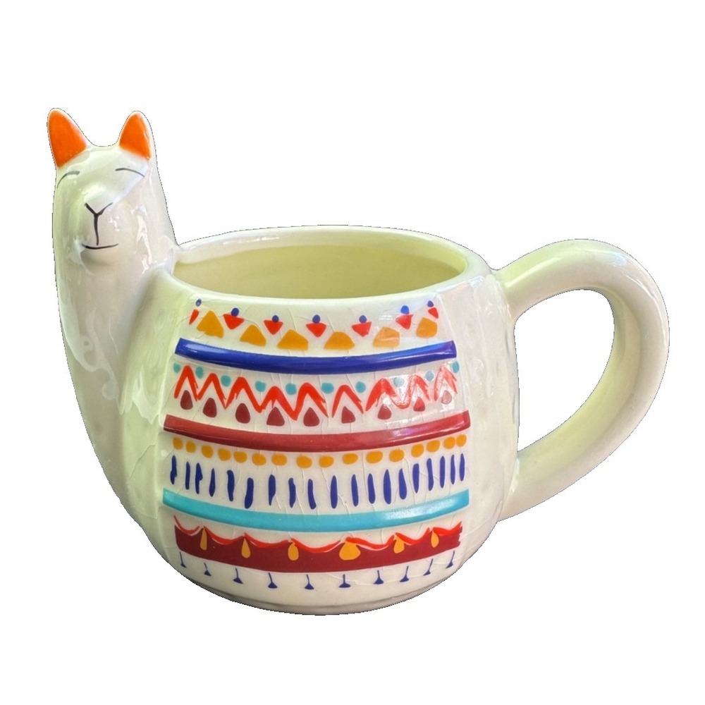 Llama Alpaca Coffee Mug 16oz Ceramic Tea Cup Cute Animal Whimsical Gifts Cottage